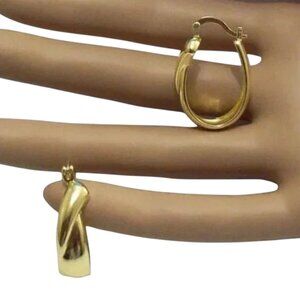 1 1/8 Inch 29mm Hoop Gold Tone Pierced Post Earrings